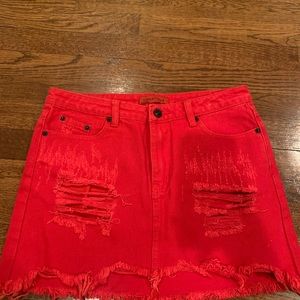 Red signature 8 jean skirt